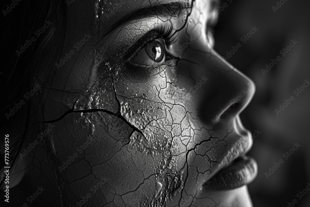 A woman facing the aftermath of a party gone wrong, with remorse written on her face - obrazy, fototapety, plakaty 
