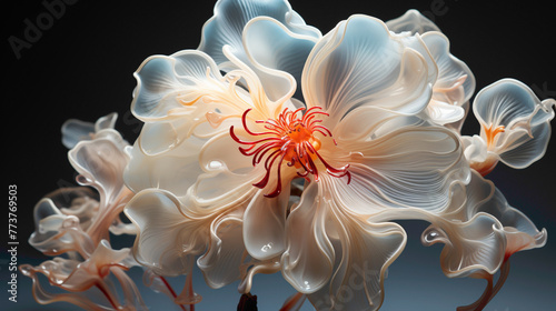 A stunning photograph featuring the intricate details of a Ghost Orchid  its ethereal beauty set against a neutral backdrop