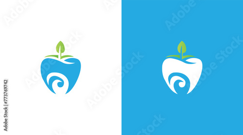 Teeth And Leaf icon Minimalist Logo Dental Symbol Teeth And Leaf Vector Logo Medical & Pharmaceutical
