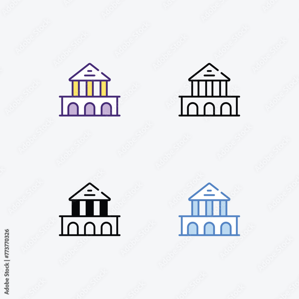 University icons set in 4 different style vector illustration