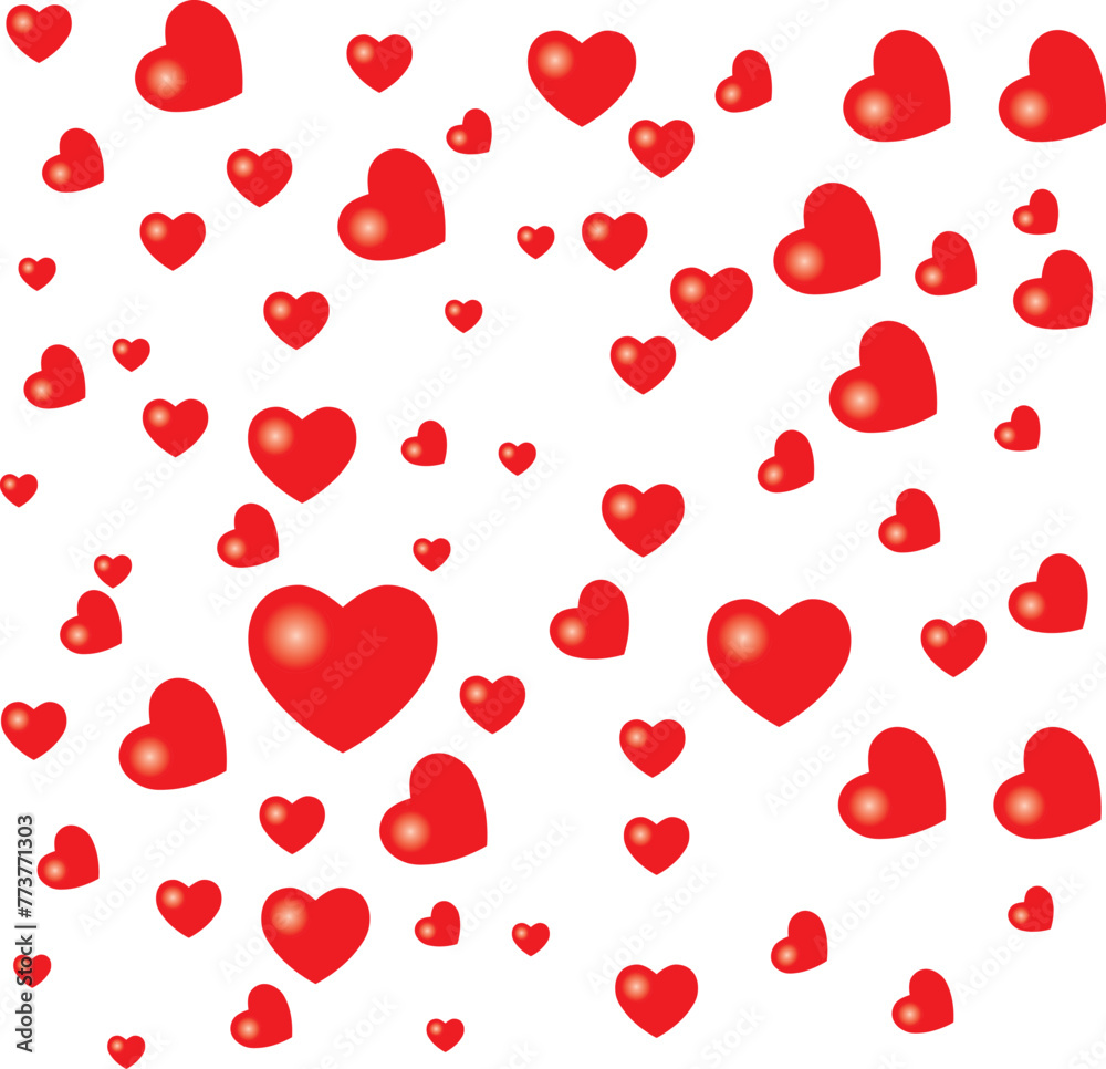 Red hearts pattern background. Hearts pattern design.