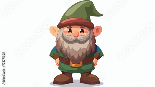 Cartoon happy small dwarf standing flat vector isolated