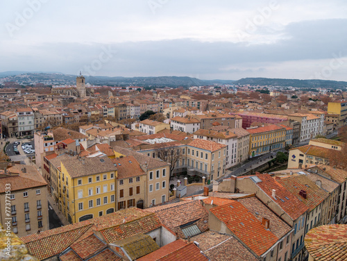 Narbonne seen from the Cathedral of Saints Justus and Pastor on a cloudy day photo