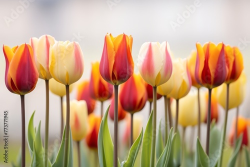 Tulips flowers on a pastel pink background  in a flat lay  space for text  stock photo contest winner  high resolution  stock quality  high detail 