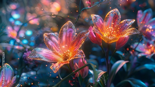 Surreal: A garden where holographic flowers bloom