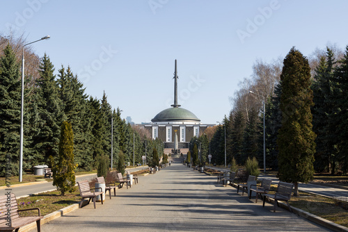 Alley in Victory Park, Moscow, Russia.