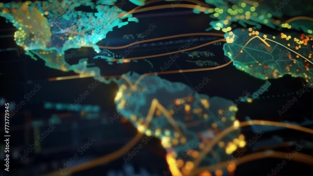 An interactive map animation showcasing the world with a multitude of ...