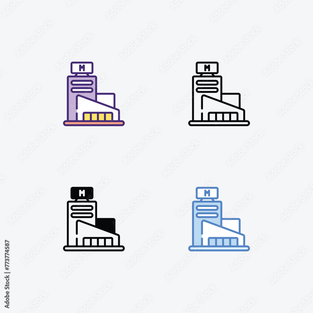 Shopping Mall icons set in 4 different style vector illustration Shopping Mall icons set in 4 different style vector illustration