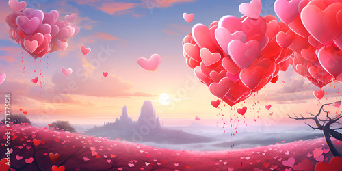 Valentine S Day Radiant Love-burst Festive Red Hearts On Gentle Pink Background,