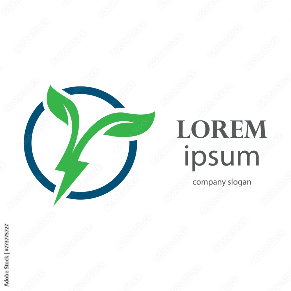 Fototapeta premium environmentally friendly electricity supply logo design