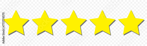 Five stars customer review icon for apps and websites.  flat style. 5 star sign. Star symbol. Star rating feedback review from customer experience vector design illustration in eps 10.