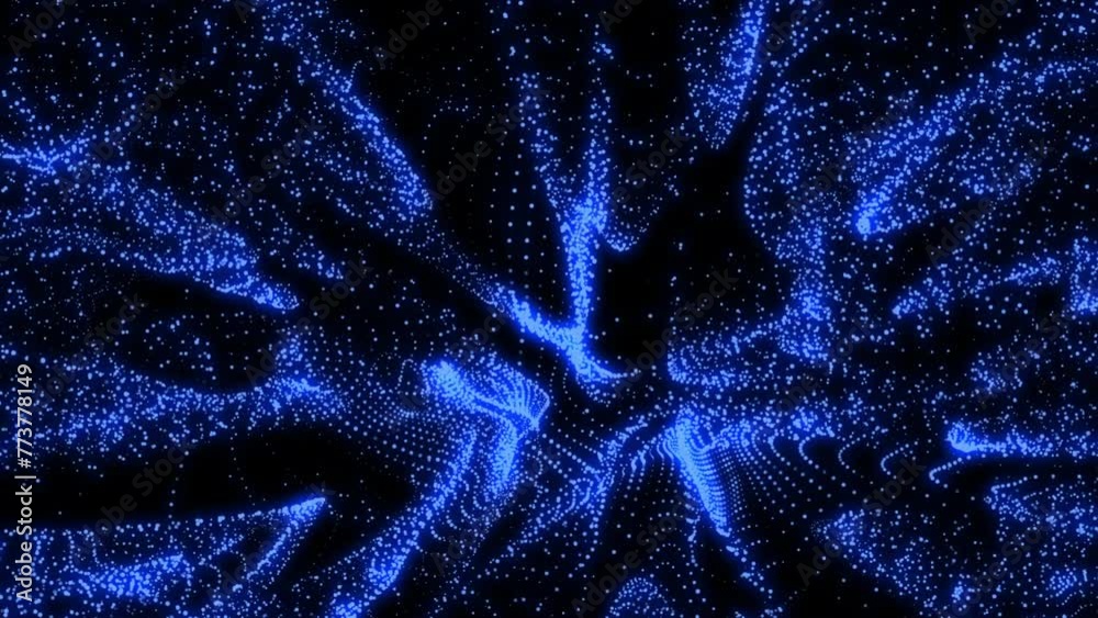 glittering fly movement flickering wave loop in space on black ...