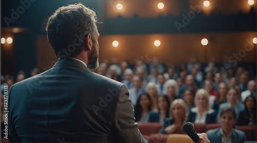 Confident businessman presenting to audience