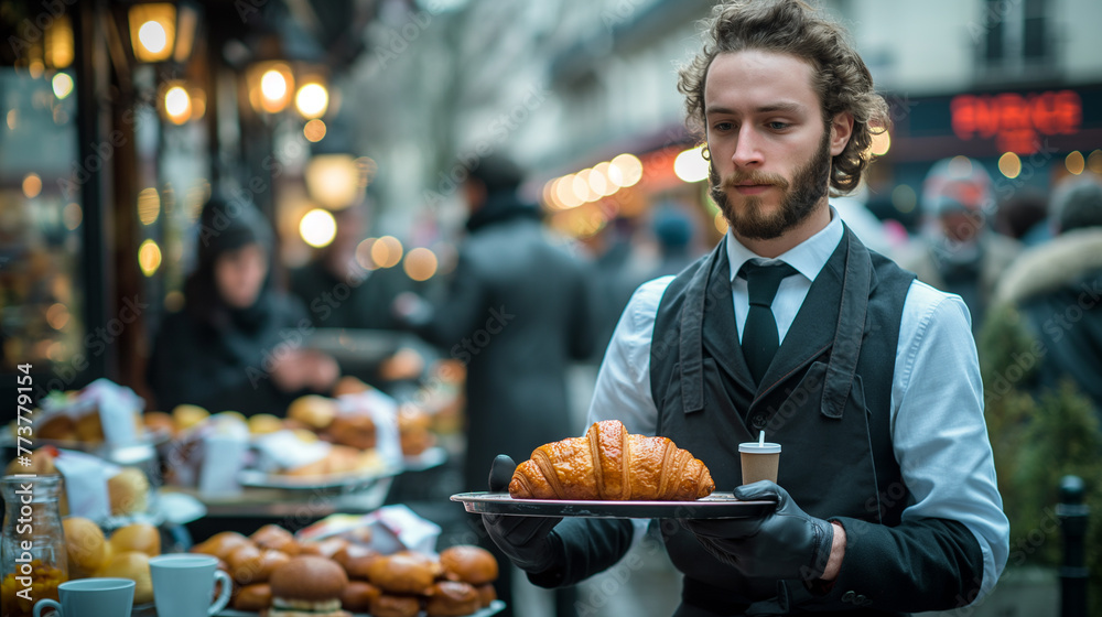A waiter in a cafe in Paris.