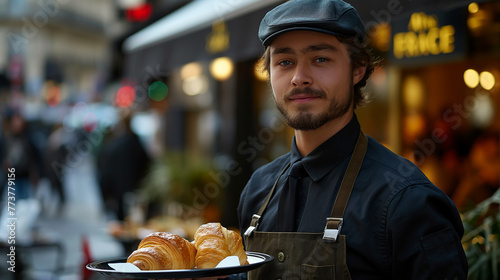 A waiter in a cafe in Paris.