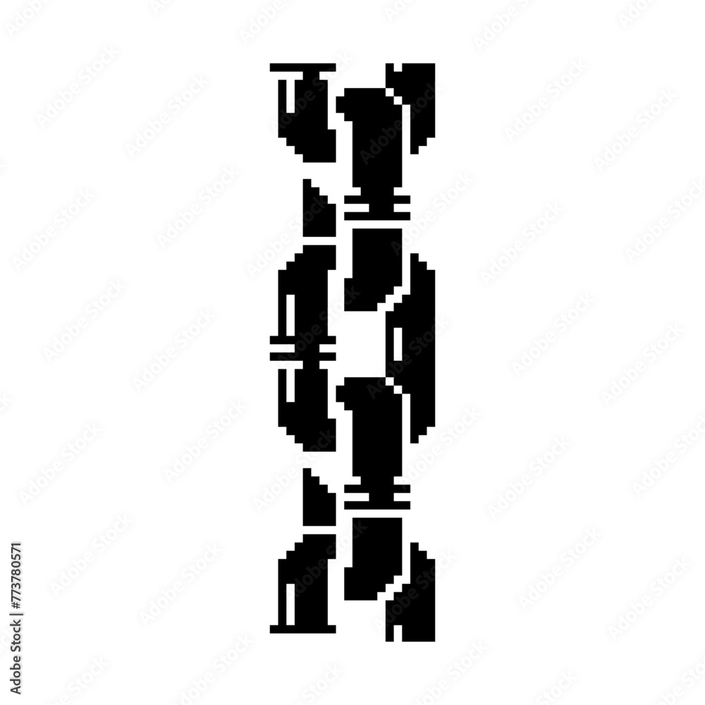 Obraz premium 1-bit black chain pixel art style. Isolated abstract vector illustration. 
