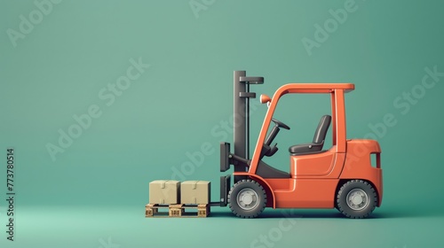 clay forklift holding a pallet of goods isolated against a solid green background