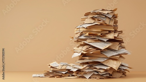 clay pile of customs and shipping forms against a solid olive background