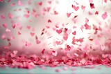 Heart confetti on bokeh background,  Valentine's day concept