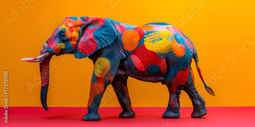 Studio photo of colorful painted elephant in vibrant bright colors , creativity and standing out concept. generative ai