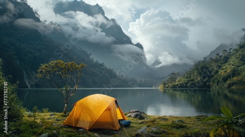 camping tent in a nature hiking spot