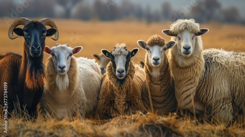 Close up on sheep for sale at livestock market, eid ul adha photo