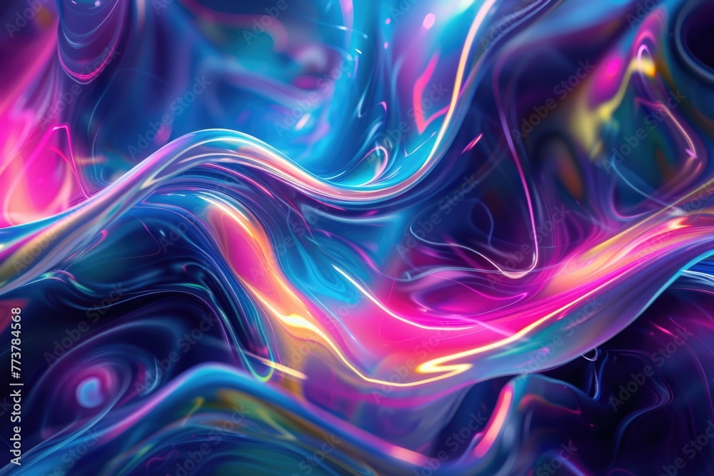 A colorful, abstract painting with a blue and purple swirl A colorful, abstract painting with a blue and purple swirl