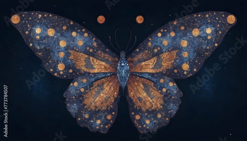 A Butterfly With Wings Patterned Like A Celestial photo