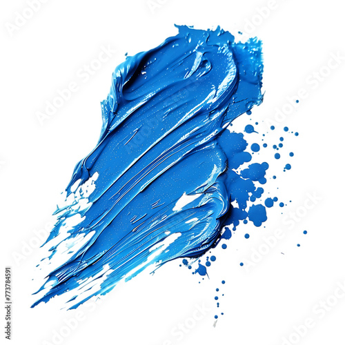 A transparent background hosts bright blue paint strokes.abstract background, color element, make up mock concept.