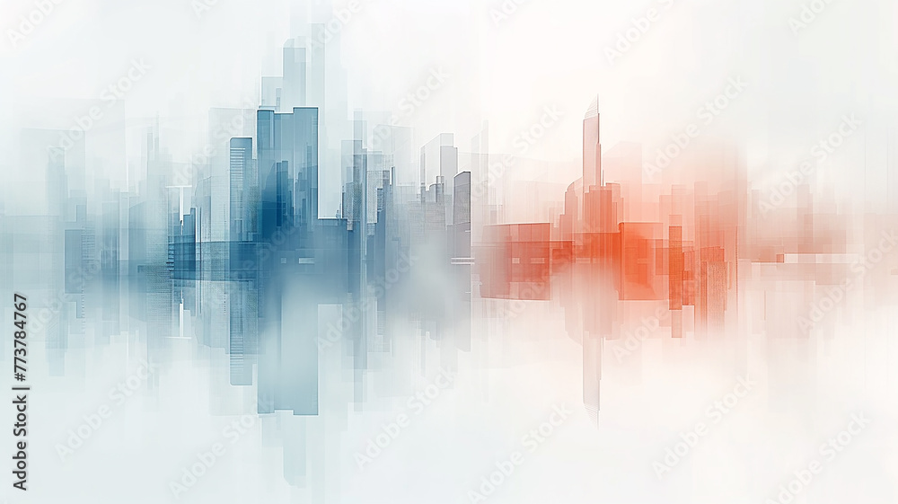 Abstract urban background in graphic style, geometric image of the city on a white background