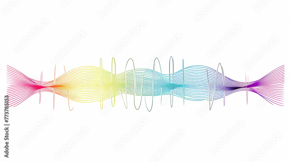 Fototapeta premium A musical track, an abstract spectral sound wave on a white background