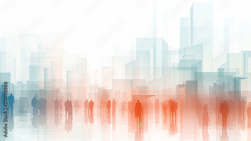 Abstract business background in graphic style, geometric image of people on a white background