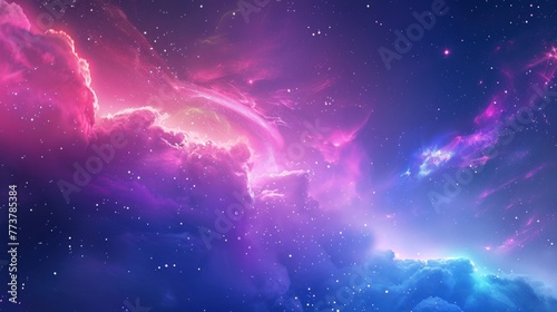 3d render, abstract fantasy background of colorful sky with neon clouds