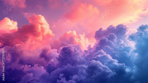 3d render  abstract fantasy background of colorful sky with neon clouds