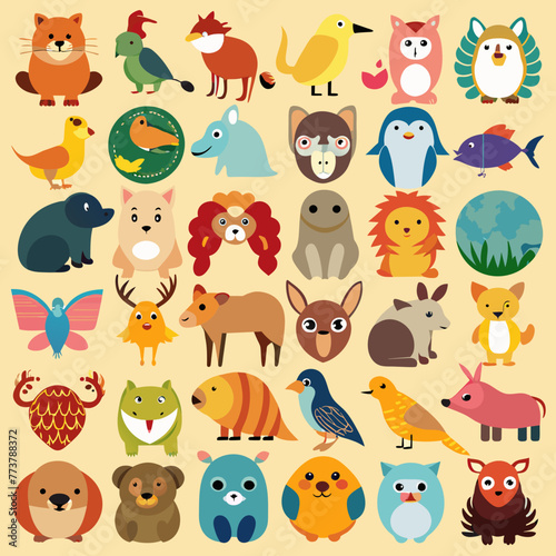 Set of 30 Animals Icons Sheet 