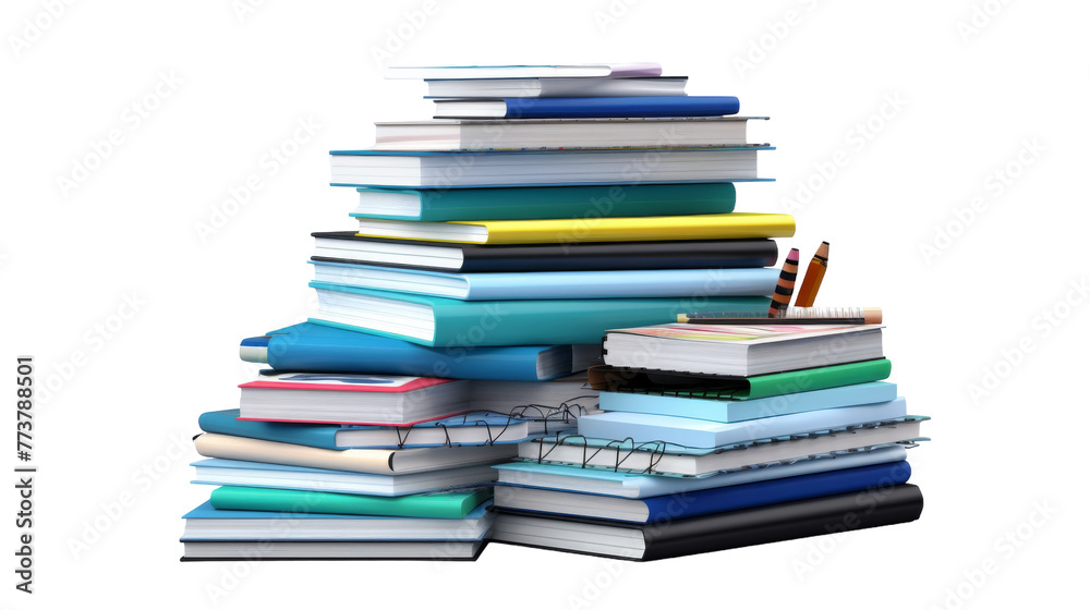 A stack of books, topped with a pen, symbolizing creativity and learning A stack of books, topped with a pen, symbolizing creativity and learning