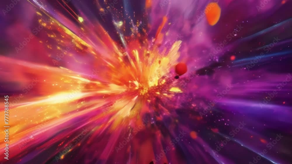 Bold and bright explosions of red orange and purple burst onto the screen creating a stunning display of abstract art. Bold and bright explosions of red orange and purple burst onto the screen creating a stunning display of abstract art.