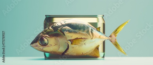 A conceptual image of a tuna can transformed into an art piece symbolizing the intersection of food culture and creativity