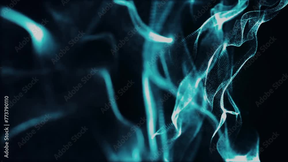 Blue blurred particles waving animation background 
