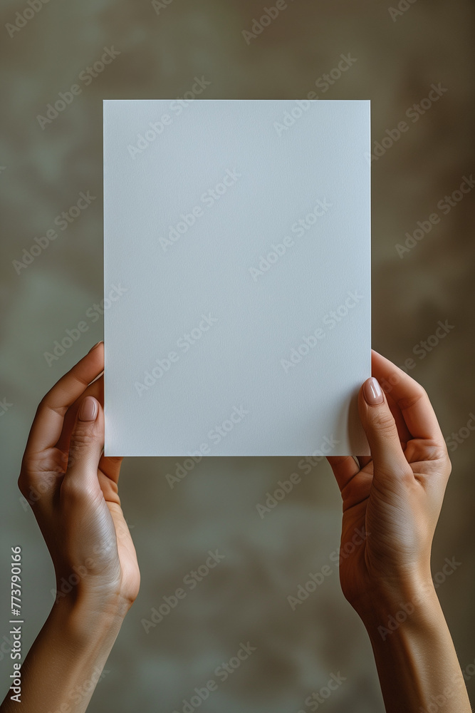 A person is holding a blank piece of paper. AI. A person is holding a blank piece of paper. AI.