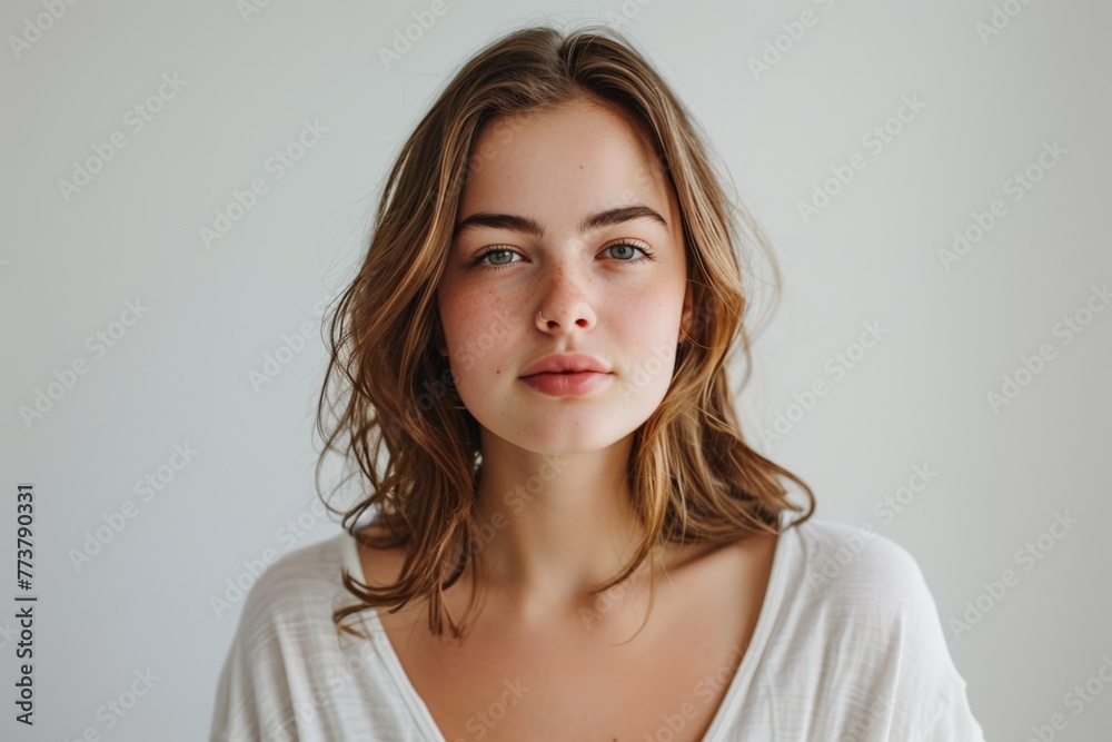 Natural Beauty Portrait of Young Woman. Generative AI. Natural Beauty Portrait of Young Woman. Generative AI.