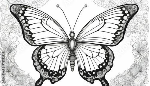 Intricate Black And White Butterfly With Delicate 2