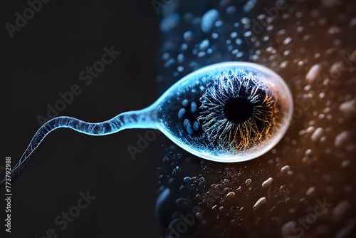 Sperm, the spermatozoon ovulates into the egg.  photo