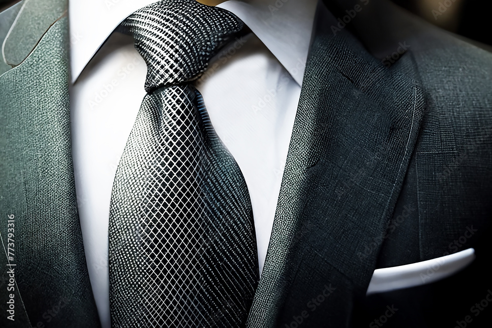 Jacket, tie, shirt, close-up, business style. 