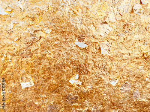 Texture of the gold leaf, Gold background, Picture from Buddha image Back