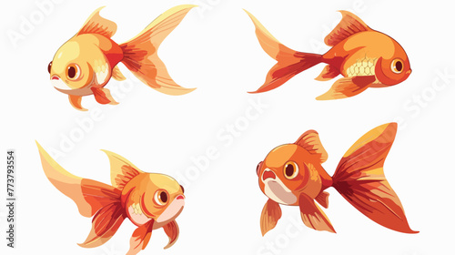 Cartoon cute goldfish on a white background flat vector