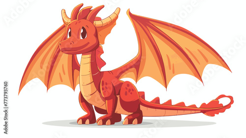Cartoon dragon on white background flat vector  © RedFish