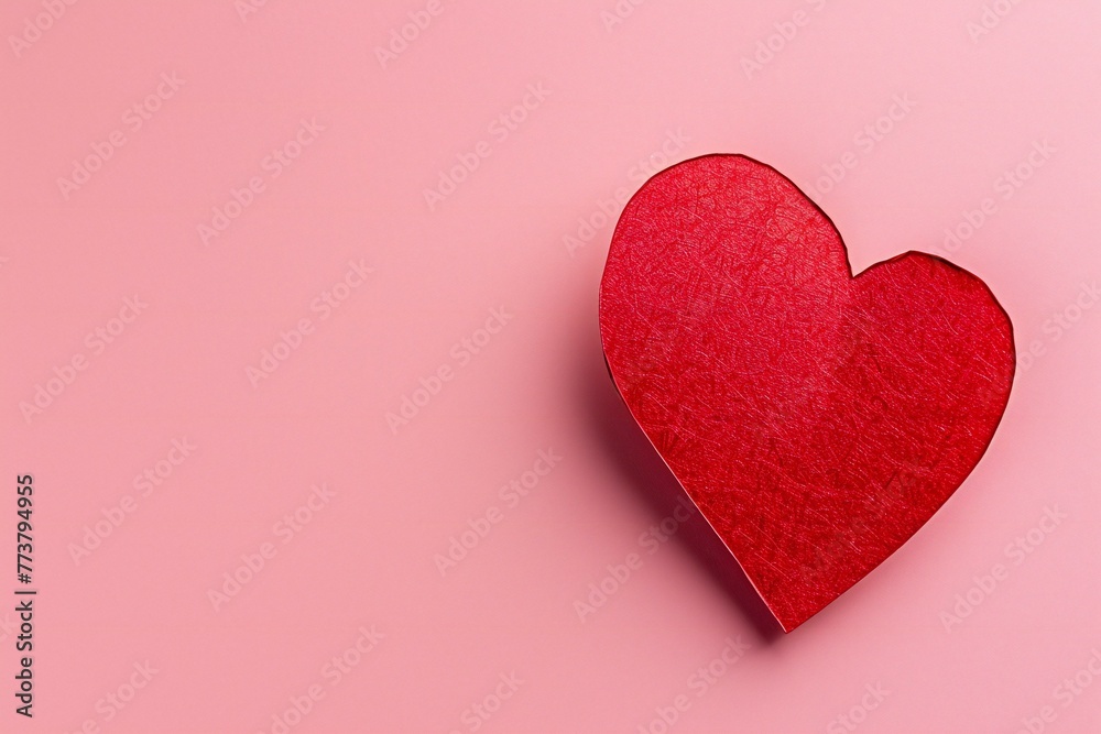 Red heart on a pink background, valentine's day concept