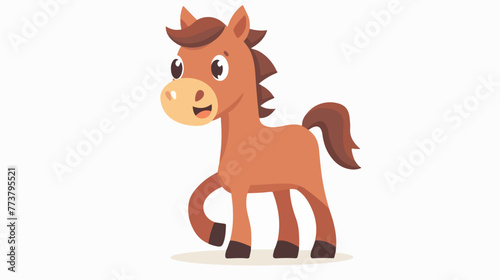 Cartoon happy horse on white background flat vector isolated