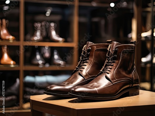 YOUNG MAN DARK BROWN LUXUXRY BOOT for sale in luxury modern shop boutique